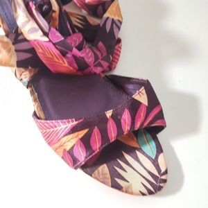 Satin wrap cork heel wedge sandals by Noblez